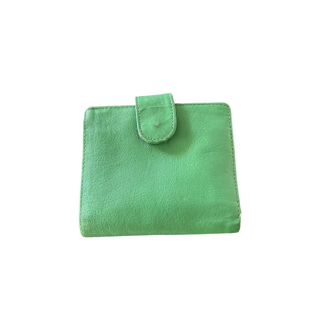 Robinsons Genuine Leather Green Wallet Bi-fold w/zipper coin purse & card slots